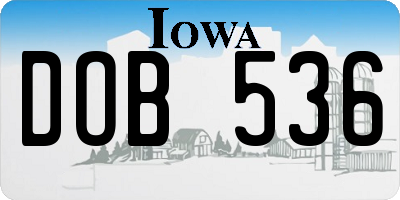IA license plate DOB536