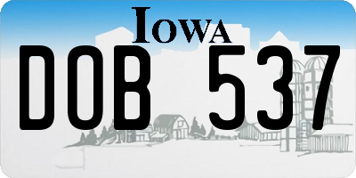IA license plate DOB537