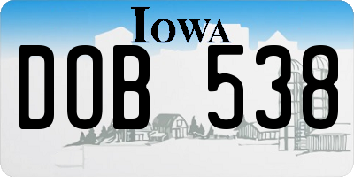 IA license plate DOB538
