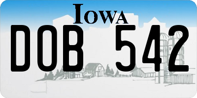 IA license plate DOB542