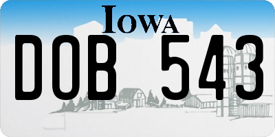 IA license plate DOB543
