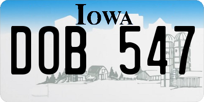 IA license plate DOB547