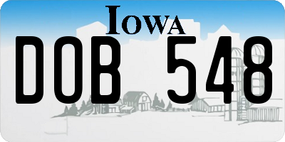 IA license plate DOB548