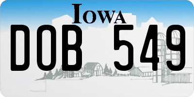 IA license plate DOB549