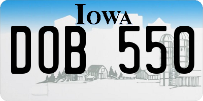 IA license plate DOB550