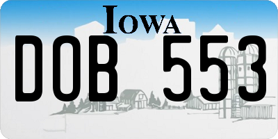 IA license plate DOB553