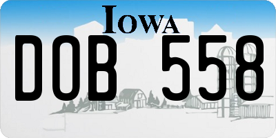 IA license plate DOB558
