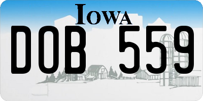 IA license plate DOB559