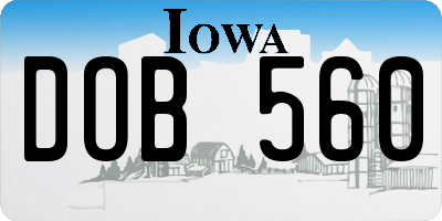 IA license plate DOB560