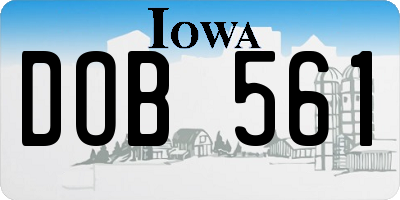 IA license plate DOB561
