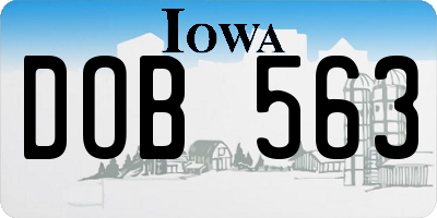 IA license plate DOB563