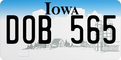 IA license plate DOB565