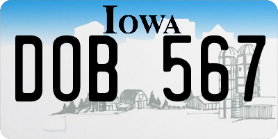 IA license plate DOB567