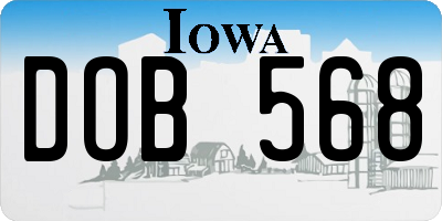 IA license plate DOB568