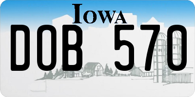 IA license plate DOB570