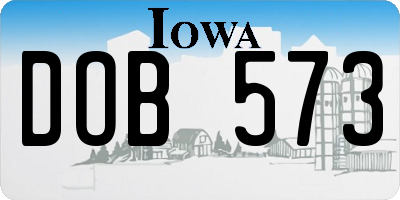IA license plate DOB573