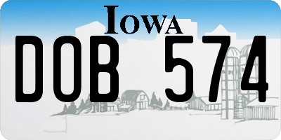 IA license plate DOB574