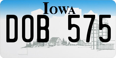 IA license plate DOB575