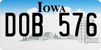 IA license plate DOB576
