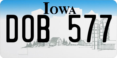 IA license plate DOB577