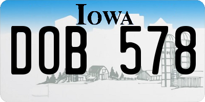 IA license plate DOB578