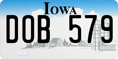 IA license plate DOB579