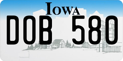 IA license plate DOB580