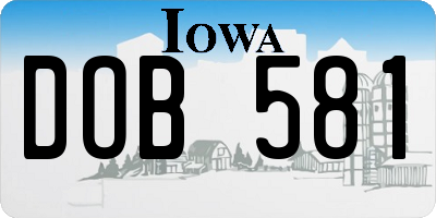 IA license plate DOB581