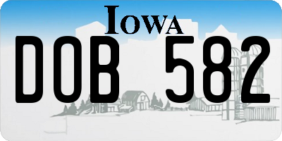IA license plate DOB582