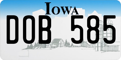 IA license plate DOB585