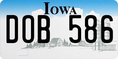 IA license plate DOB586