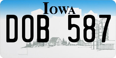 IA license plate DOB587
