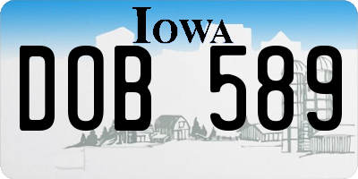 IA license plate DOB589