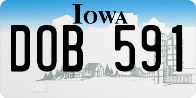IA license plate DOB591