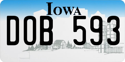 IA license plate DOB593