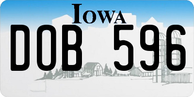 IA license plate DOB596