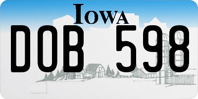 IA license plate DOB598