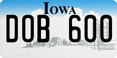 IA license plate DOB600