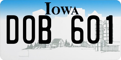 IA license plate DOB601