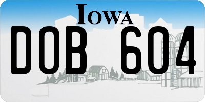 IA license plate DOB604