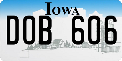 IA license plate DOB606