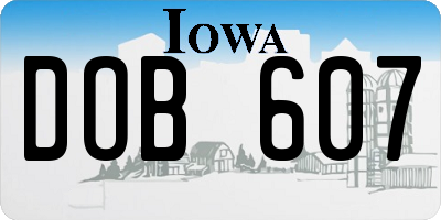 IA license plate DOB607