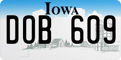 IA license plate DOB609