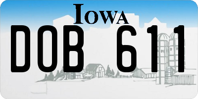 IA license plate DOB611
