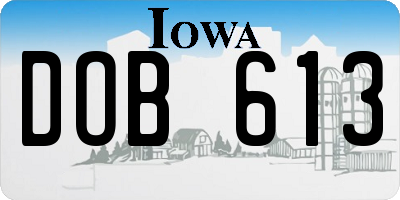 IA license plate DOB613