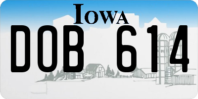IA license plate DOB614