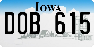 IA license plate DOB615