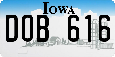 IA license plate DOB616