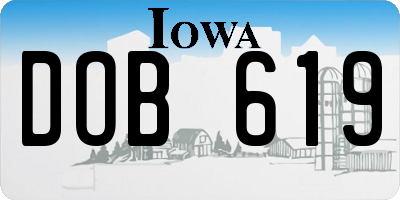 IA license plate DOB619