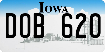 IA license plate DOB620